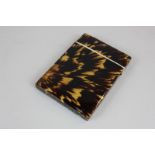 A Victorian tortoiseshell card case, I7cm by 10.5cm