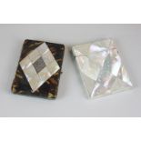 A Victorian tortoiseshell and mother of pearl and silver purse/card case (a/f - missing interior),