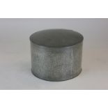 An early 20th century circular pewter box with hammered decoration, stamped Hampden Pewter, 15cm, (