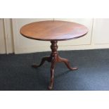A mahogany occasional table, circular top on turned column and tripod base, 76cm diameter