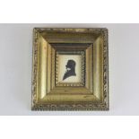 A 19th century silhouette of Mr Edward Johnson, dated 29th September 1841, in gilt frame, 14cm by