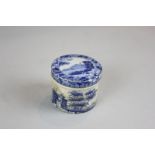 A 19th century blue and white Spode ointment pot decorated with a landscape, Copeland & Garrett late