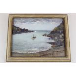 Piero Sansalvadore (20th century), coastal view with harbour, reverse inscribed Polperro, The