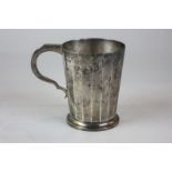 A George V silver mug with faceted sides, maker Tiffany & Co, London 1924, monogrammed, 7.5oz