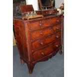 A Victorian mahogany bow front chest of two short and three long drawers, 114cm