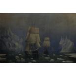 19th century English School vessels in polar waters, oil on canvas,  61cm by 91cm (NC)