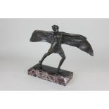 After Ferdinand Preiss, a bronze figure of an Art Deco style woman in dancing pose on polished stone