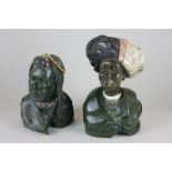 Two African hardstone carved busts of women, 19cm high