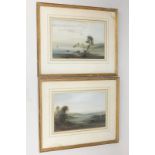 A pair of 19th century oil on boards, Views of Castles 22cm by 15cm