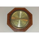 A Short & Mason, London, barometer made for A & NCS Ltd, Westminster, on octagonal mahogany