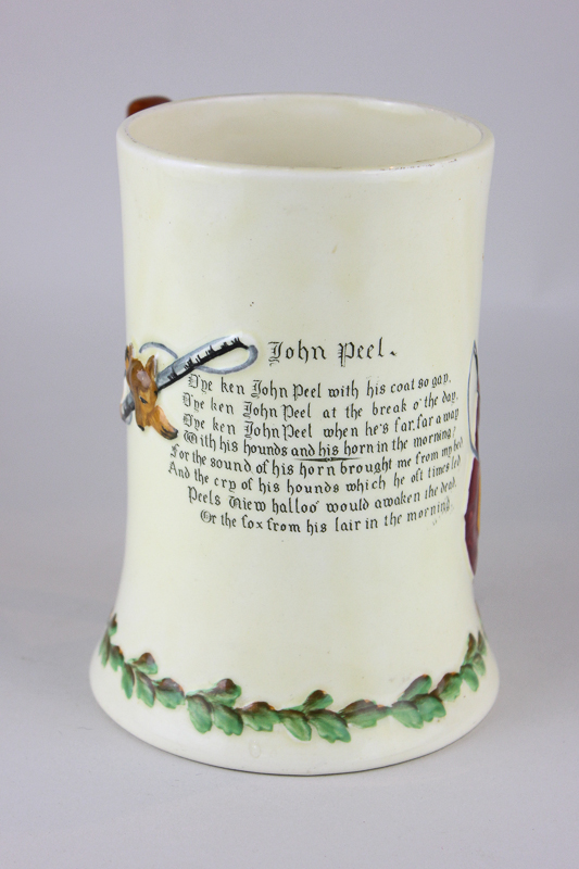 A Crown Devon musical tankard commemorating John Peel, embossed with his likeness, fox hunting - Image 2 of 2
