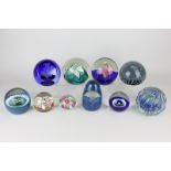 Six Caithness paperweights one titled Optix, together with two millefiori paperweights and two other