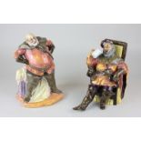 Two Royal Doulton porcelain figures of Falstaff (HN2054) and The Foaming Quart (HN2162), tallest