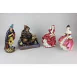 Royal Doulton figures, The Potter (1493), The Pied Piper 2102), Southern Bell (2229) and Top o'