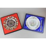 A Royal Crown Derby Imari pattern cabinet plate with scalloped edge, in box, with a boxed Aynsley