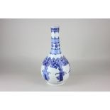 A blue and white Chinese bottle vase, 26cm, (a/f)