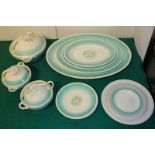 A Susie Cooper part dinner service, Dresden spray pattern with turquoise border, to include four