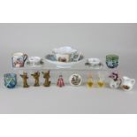 A Colln Meissen cup and saucer, various miniature tableware and figures