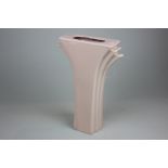 A French porcelain Art Deco vase in pink glaze, 22.5cm high