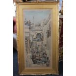 After Sir L Alma Tadema (1836-1912), Spring, hand coloured reproduction print in gilded gesso frame,