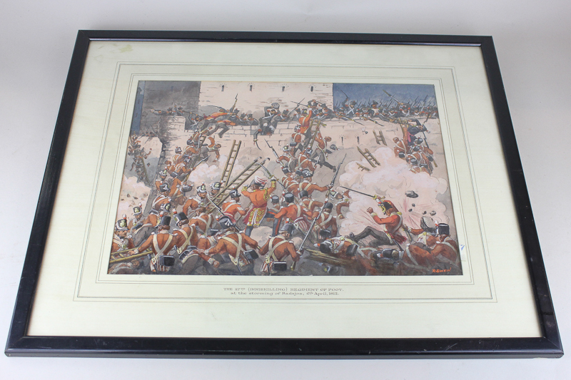Richard Simkin (1840-1926), soldiers storming a fort, mount inscribed 'The 27th Inniskilling