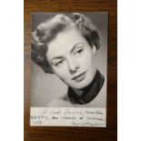 Autographs: Ingrid Bergman (1915-1982) Swedish Actress, Academy Award winner. Vintage signed and