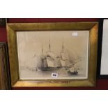 19th cent. Engraving of a marine study, gilt framed and glazed. 13½ins. x 9½ins.