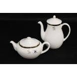 CUNARD: Queen Elizabeth II First Class grill Wedgwood teapot, 8ins., and coffee pot, black and