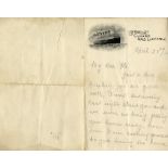 R.M.S. LUSITANIA: Rare letter written onboard the Lusitania by Stewardess Ann Roberts on the outward