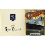 CUNARD: Books and ephemera relating to Queen Mary, Queen Elizabeth, Queen Elizabeth II. A good