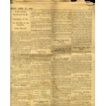 R.M.S. TITANIC: "The Scotsman" dated 17th April 1912, centre newspaper section covering the disaster