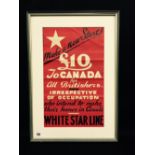 WHITE STAR LINE: Colour agent's promotional poster "Make a New Start" £10 to Canada". 18ins. x