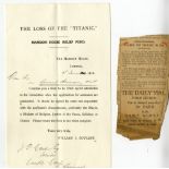 R.M.S. TITANIC SECOND CLASS PASSENGER AND VICTIM SAMUEL HERMAN: Rare letter from The Mansion House