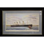 R.M.S. TITANIC: Pictures and prints to include Titanic at Queenstown by Simon Fisher signed,