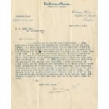 R.M.S. TITANIC: Stead, (W.T.). A one page typed letter, signed, from W.T. Stead to his friend and