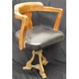 LINER: 20th cent. Mahogany restaurant chair with cast iron base.
