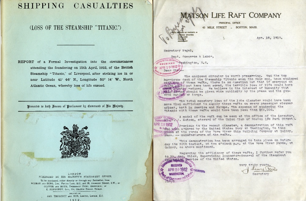 R.M.S. TITANIC: Collection of reprinted related documents and newspapers discovered at Sir Arthur