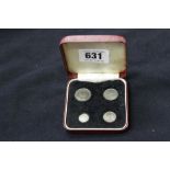 Coins: Maundy money 1900 Victoria 4d, 3d, 2d and 1d. Boxed.