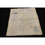 Military interest: Boer War propaganda memento, linen handkerchief over printed with a map of