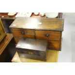 19th cent. Rosewood tea box. Plus a four drawer jewellery box.