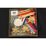 Military medals: W.W.II medal group - Stars, Africa, Italy, France, Germany 39-45 and medal 8th Army