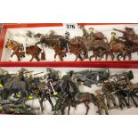 Toys: Hollow cast mixed makers including Britains marching bands, marines fighting, infantry,