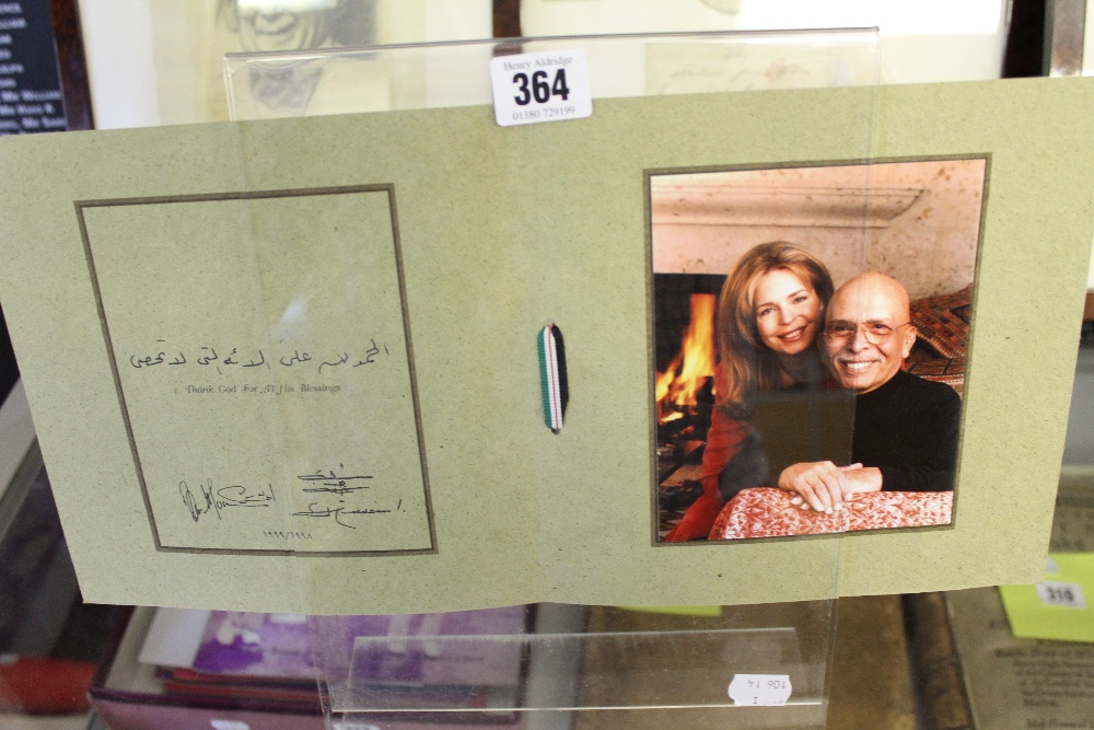 Royal ephemera: Charles, signed christmas card plus a signed card from King Hussain of Jordan.