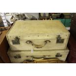 Early 20th cent. Pig skin suitcases. 28" x 16" x 9" and 24" x 14" x 9". (2).