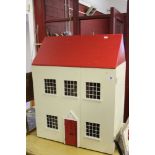 Toys: 20th cent. Scratch built dolls house with red roof. 24" x 32".