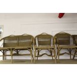 20th cent. Cane bentwood conservatory suite consisting of a two seater settee & two matching chairs.