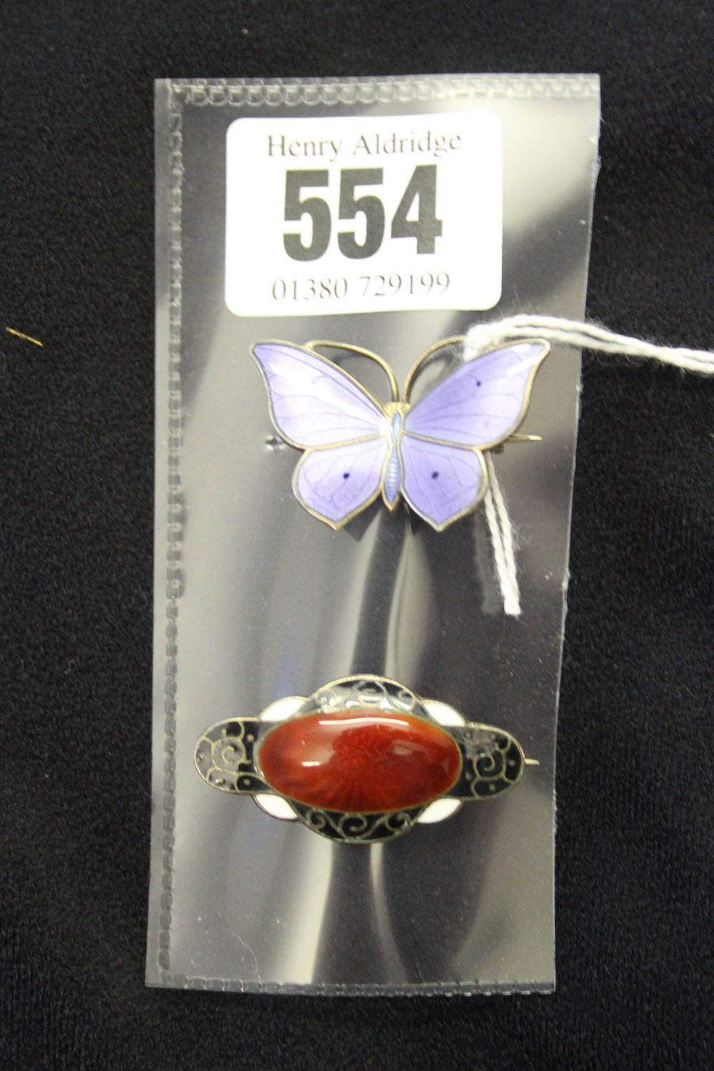 Norwegian Magnus Hammer silver and enamel lilac butterfly brooch 930 standard plus art deco Magnus - Image 2 of 2