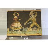 Print: Madame Auriol as Columbine and Mr French as Harlequin, crinoline style backed, relief print.