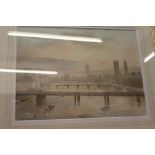 Roland Vivian Pitch forth 1895-1982 watercolour London and the Thames, signed bottom right. Framed