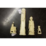 19th cent. Carved chess figures (2) mandarin and a finely worked mandarin figure. 4". All a/f.